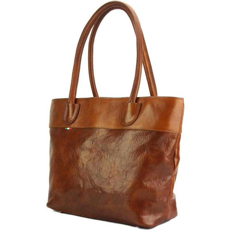 Tote V bag in leather